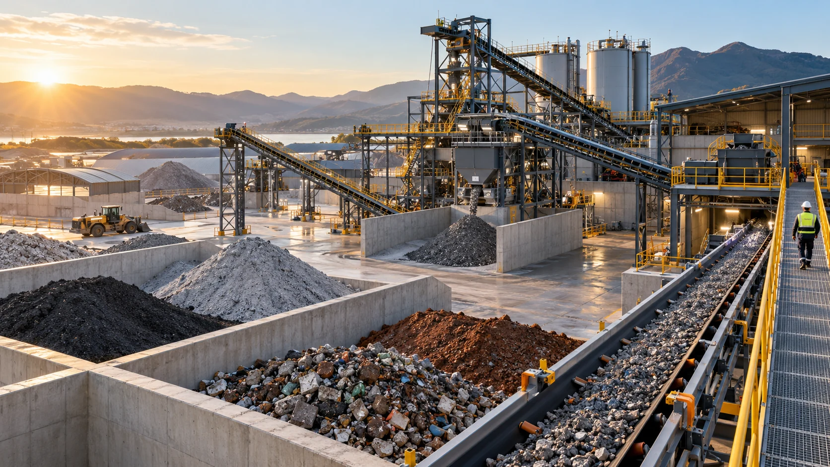 Separated mineral residues and material-handling infrastructure