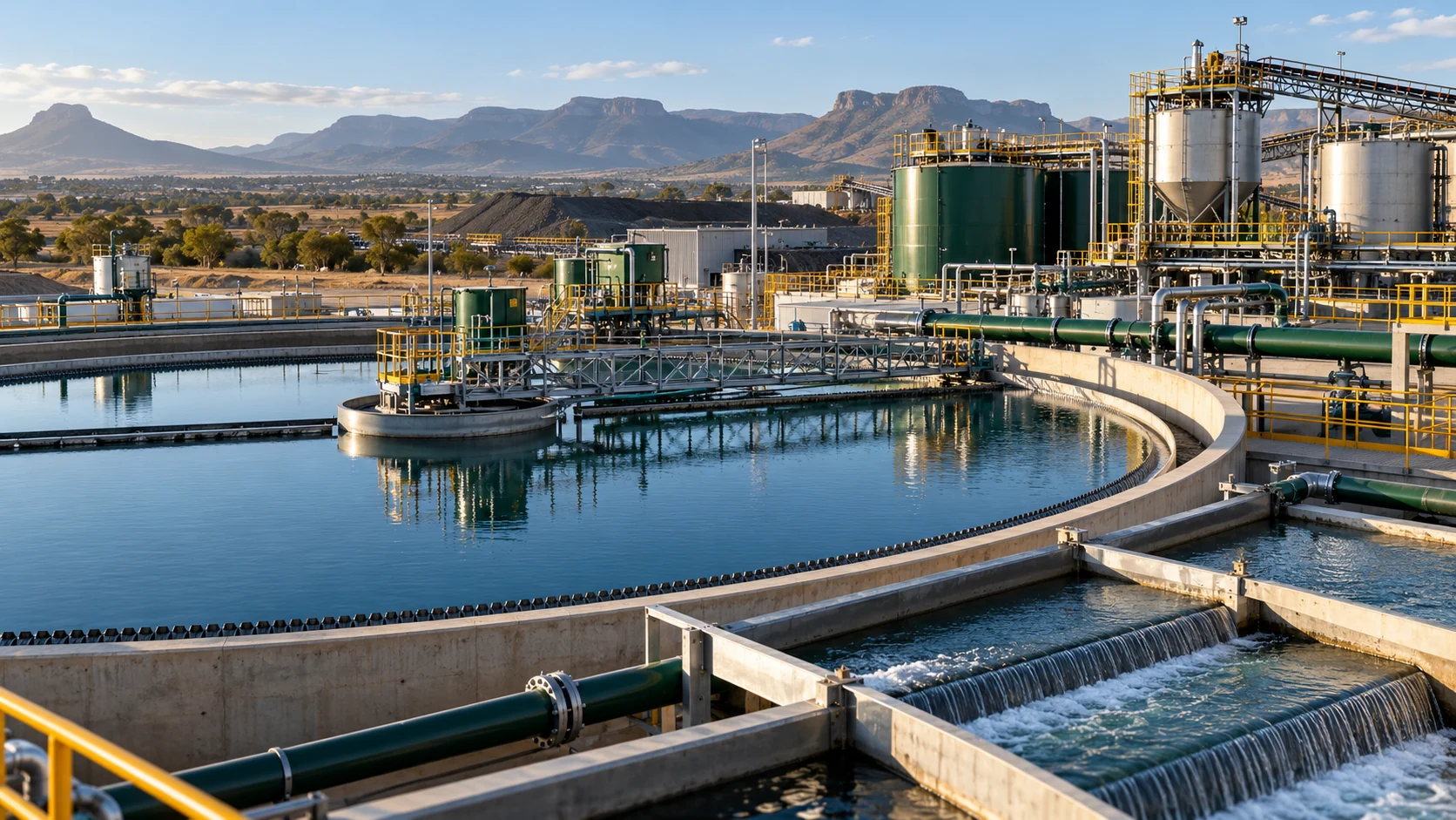 Industrial clarifier, pipework and water-treatment infrastructure